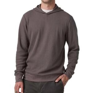 Vuori Mens Waffle Knit Hoodie Charcoal Gray Black Long Sleeve Large